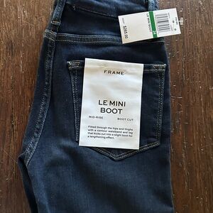 NWT Frame LE MINI BOOT MID-RISE Denim Dark Blue Flare Jeans